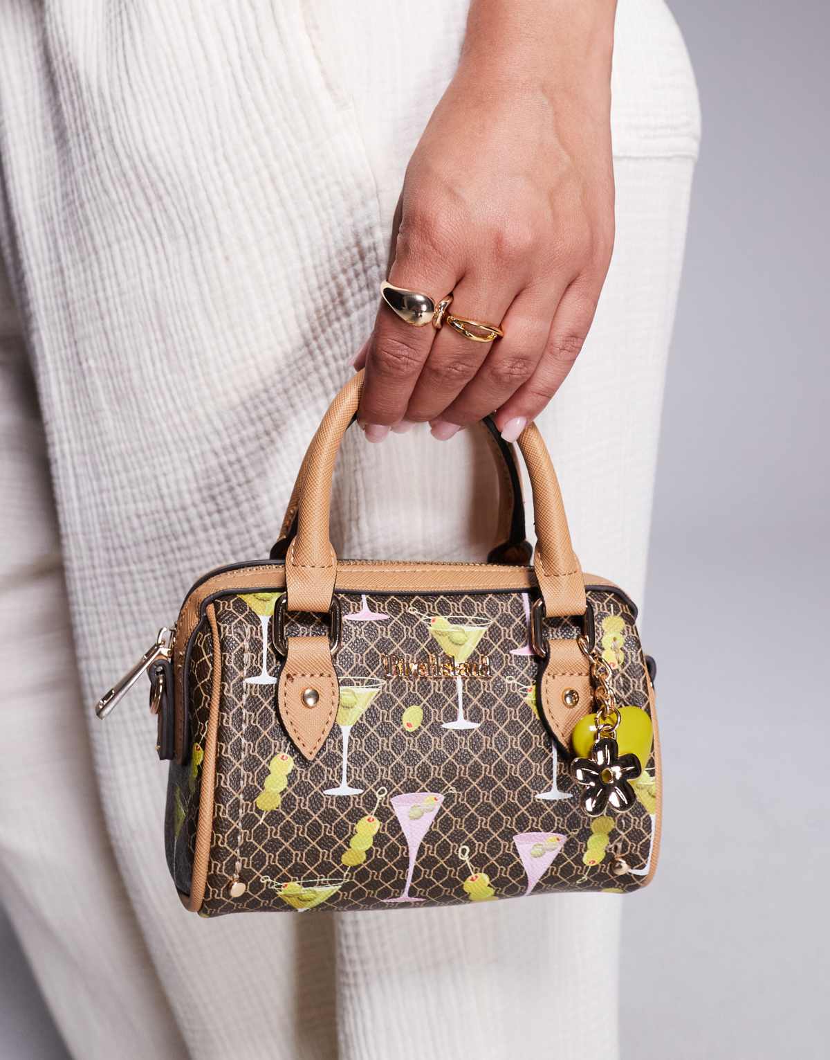River Island martini mini bowler bag in brown