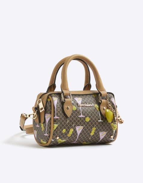 River Island Martini monogram print cross body bag in brown - dark - view 1