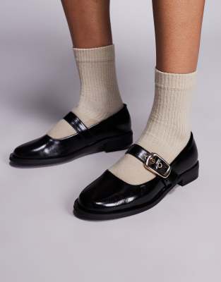River Island Mary Jane Ballet Flats In Black