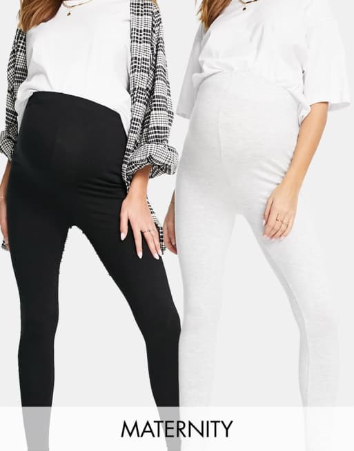River Island Maternity 2 pack high waisted leggings in black and grey