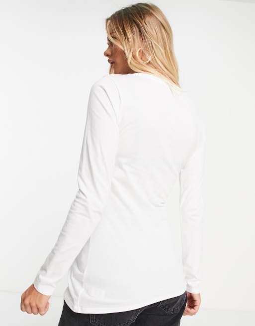 River Island Maternity 2 pack long sleeved t-shirts in stripe and white, 2 of 4