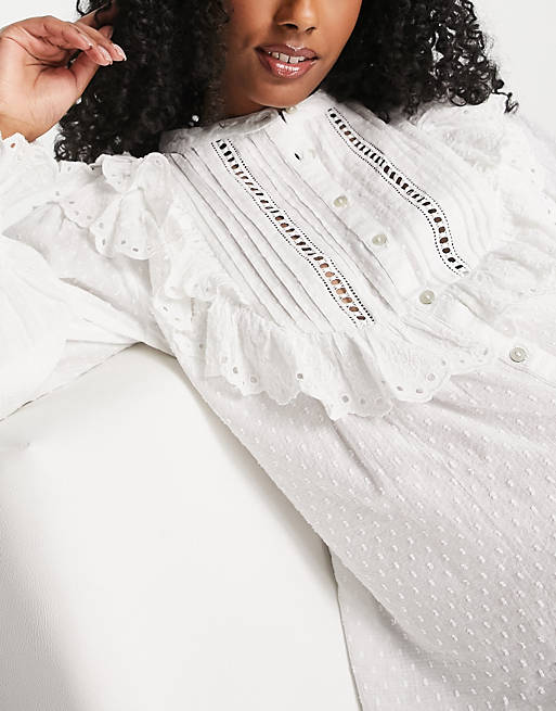  Shirts & Blouses/River Island Maternity broderie ruffle detail blouse in white 