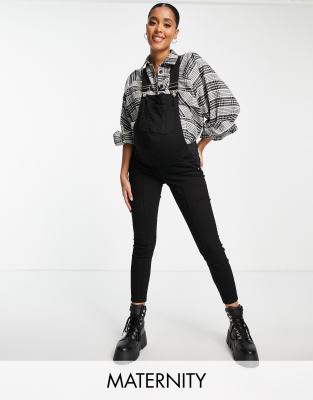 River Island Maternity - Denim-Latzhose in Schwarz