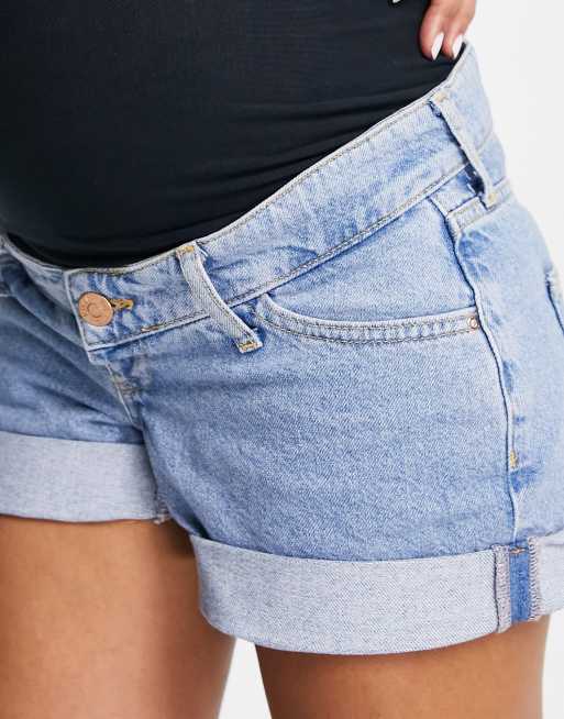 Asos shops maternity denim shorts