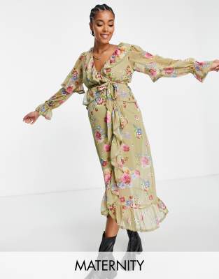 River island sale floral wrap dress