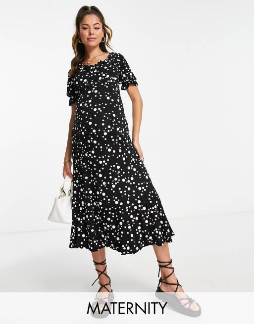 Black frill 2024 midi dress