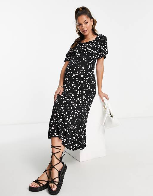 Frill neck midi dress sale