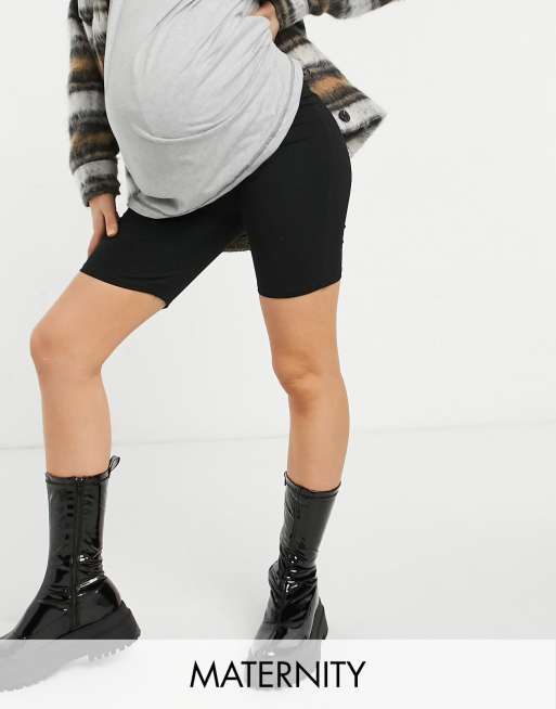 River Island Maternity high rise legging shorts in black ASOS