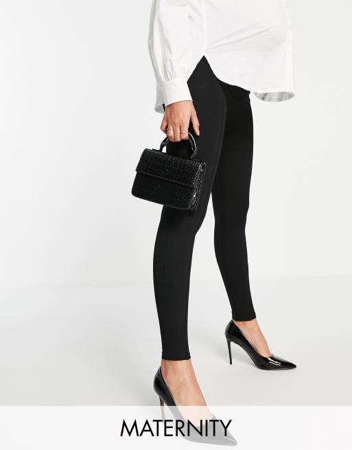 River Island Maternity Waxed Coated High Rise Leggings In Black