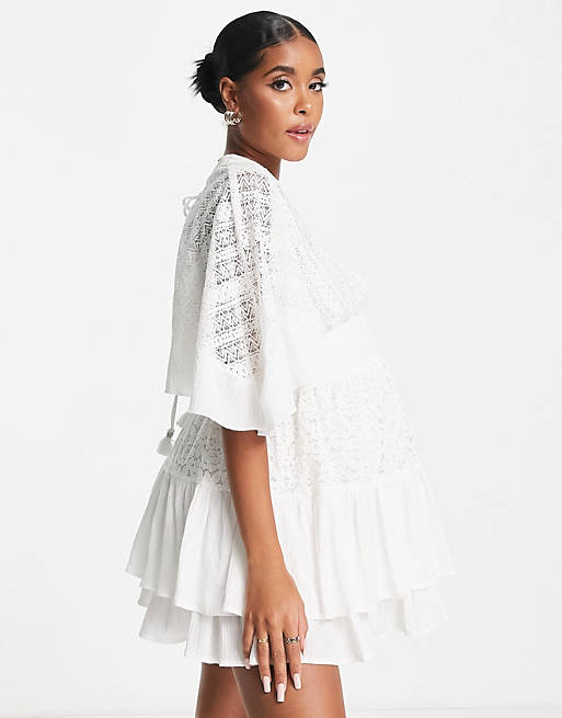 Dresses River Island Maternity lace smock mini beach dress in white 