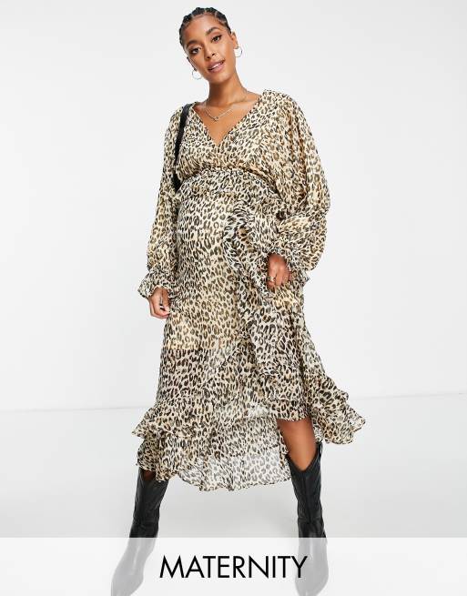 Asos leopard cheap maternity dress