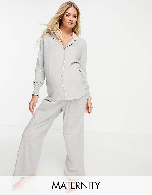 River Island Maternity long sleeve pyjama set in grey