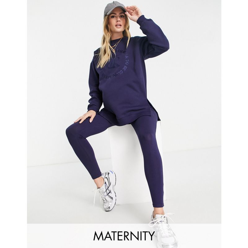 Coordinati Donna River Island Maternity - Mama To Be - Completo con felpa e leggings blu navy con scritta