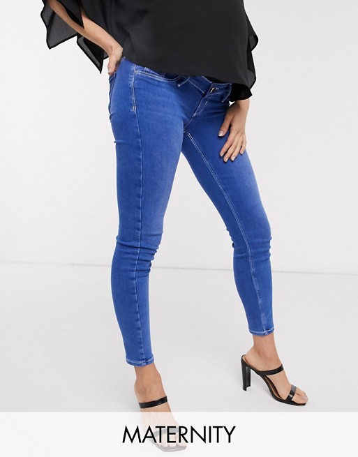 River Island Maternity Molly overbump skinny jeans in buzzy blue