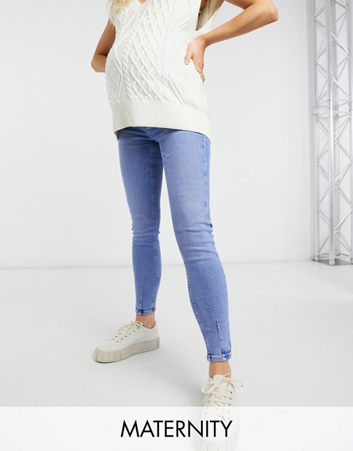 River Island Maternity Molly overbump skinny jeans in buzzy blue