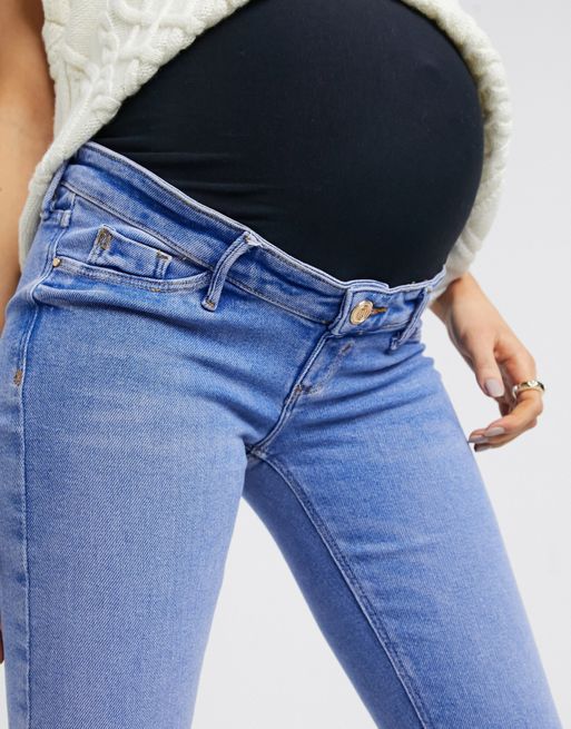 GenesinlifeShops GB - River Island Maternity Overbump højtaljede skinny  jeans i mørkeblå - Leggings with logo Diesel