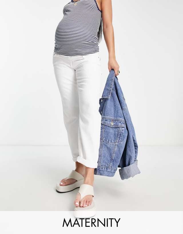 River Island Maternity mom jeans in white