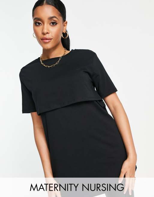 River Island Maternity nursing boyfriend T-shirt in black