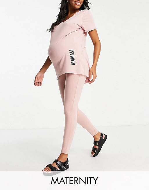 River Island Maternity organic cotton legging co-ord in pink