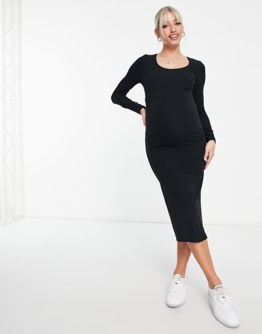 Asos black outlet maternity dress