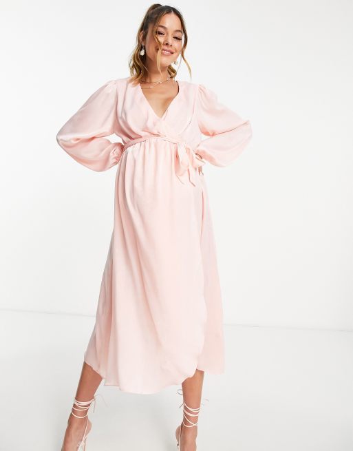 Pink silk maternity outlet dress