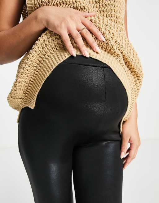 River Island Maternity shimmer coated leggings in black