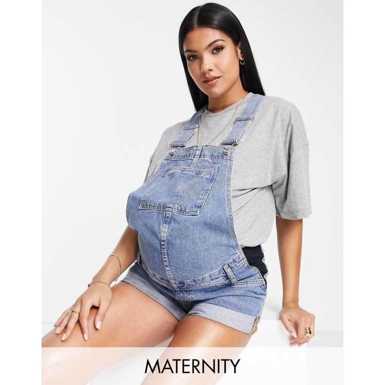 Isabel maternity blue denim overalls. #maternity - Depop