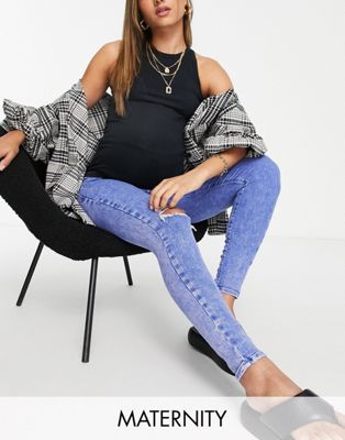 River Island Maternity skinny jean in bright blue - ASOS Price Checker