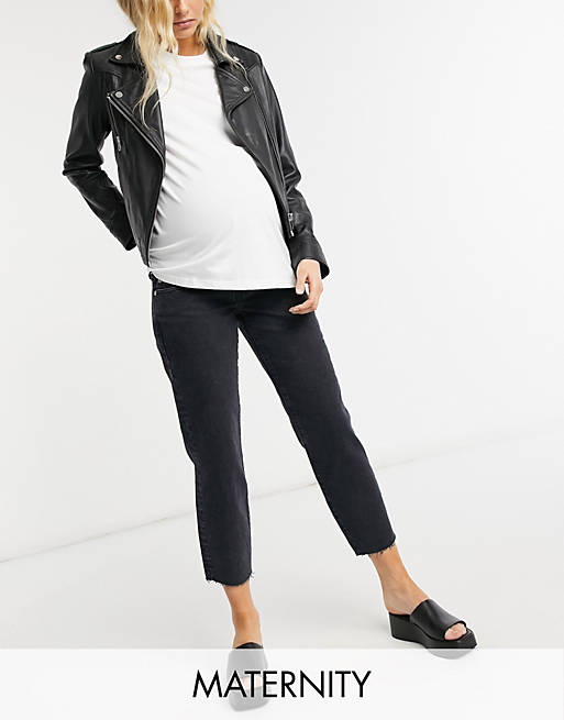  River Island Maternity straight leg jeans in black 