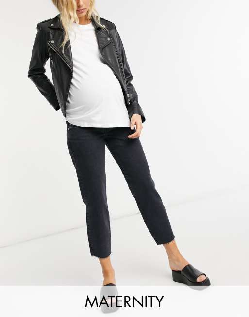 River Island Maternity straight leg jeans in black | ASOS