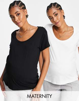 River Island Maternity - T-Shirts in Weiß im Multipack