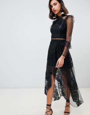 black maxi lace dress