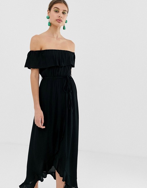 River Island maxi dress with frill in black