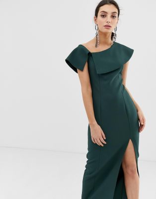 green maxi dress with split