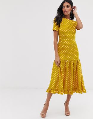 River Island maxi dress with ruffle hem in polka dot | ASOS