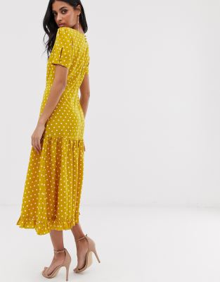 river island yellow polka dot dress