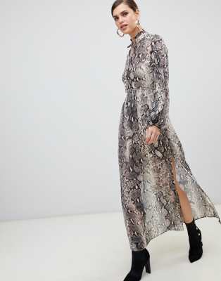 grey snake print maxi dress