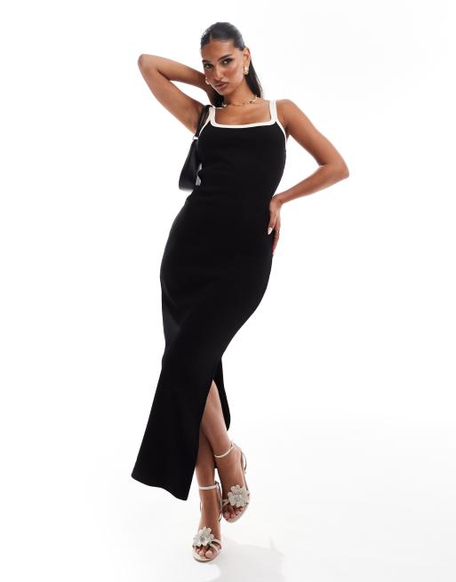 River Island maxi dress with tipping detail in black | ASOS