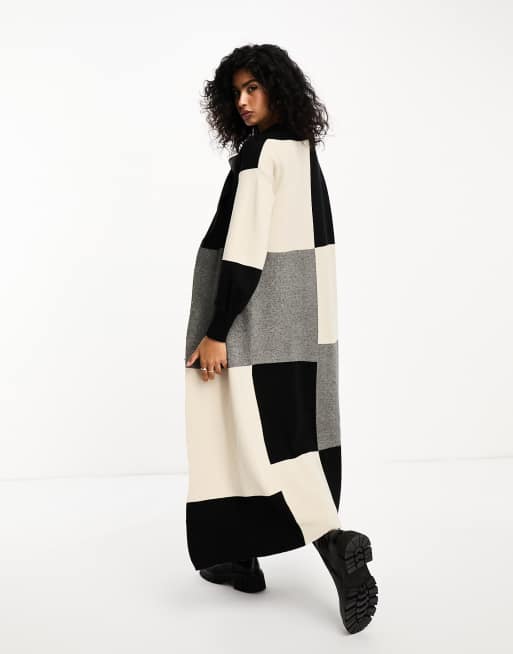 Black and on sale white duster cardigan
