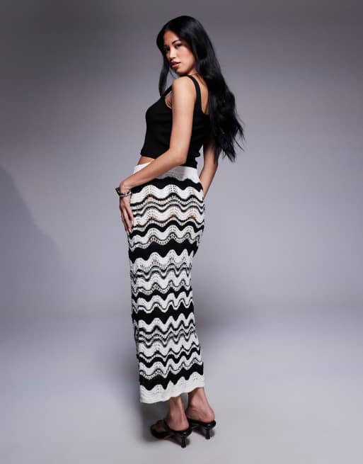 River Island – Maxi-Häkelrock in Schwarz mit Zickzack-Muster, 3 von 5