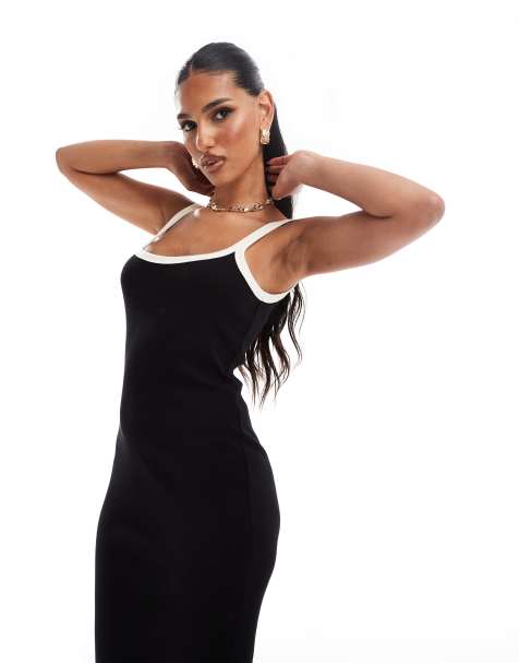 River Island - Maxi jurk met gekleurde randjes in zwart - view 1
