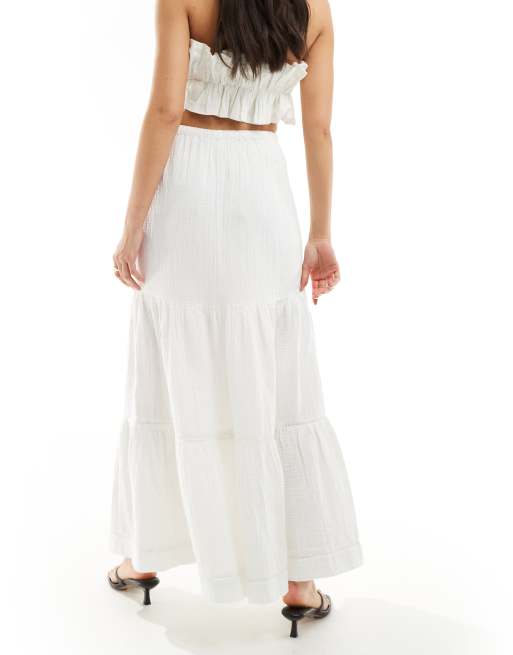 River Island - Maxi rok met stroken in wit, 5 van 5