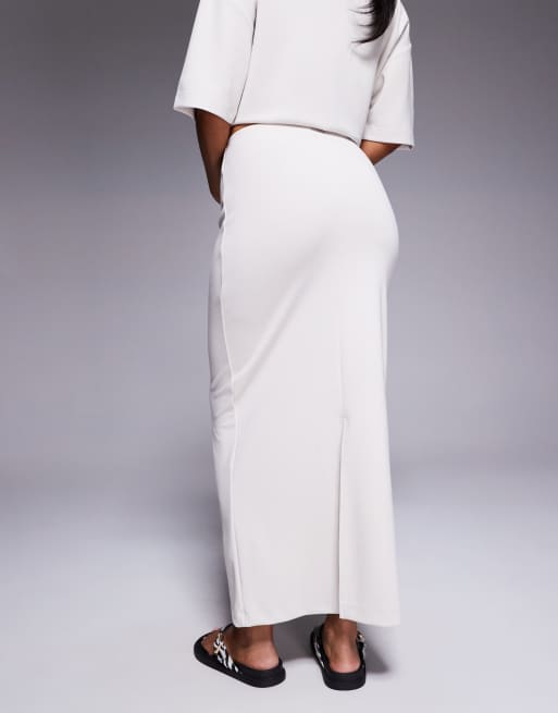 River Island - Maxi rok van effen neopreen in crème, 3 van 5