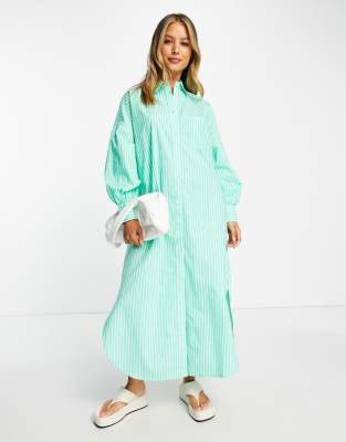 River Island maxi shirt dress in light green