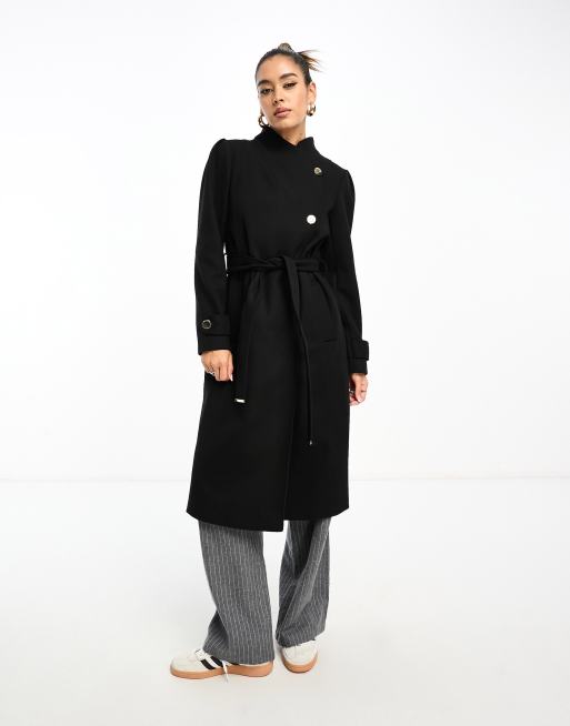 Long black wrap outlet coat