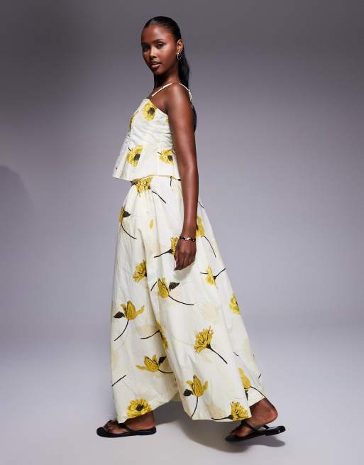 River Island - Maxinederdel med gult blomsterprint - Del af sæt, 2 af 5