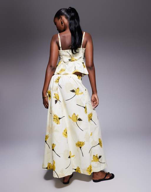 River Island - Maxinederdel med gult blomsterprint - Del af sæt, 5 af 5