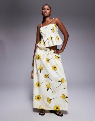 River Island – Maxirock in Gelb mit Blumenmuster, Kombiteil - view 1