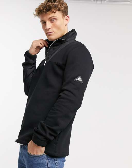 River Island - MCMLX - Slim-fit sweatshirt met opstaande kraag in zwart, 3 van 4