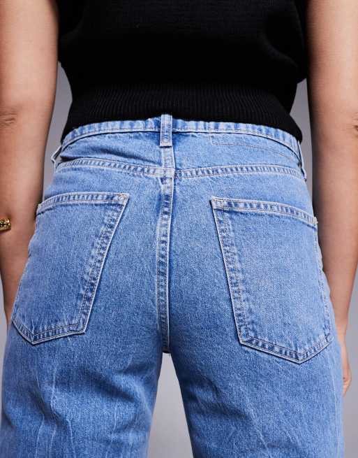 River Island – Mellanblå, avslappnade jeans med raka ben och öljetter, 5 av 5